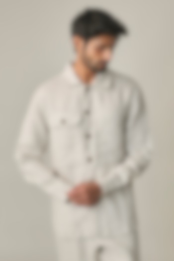 Light Beige Linen Jacket by Linen Bloom Men at Pernia's Pop Up Shop
