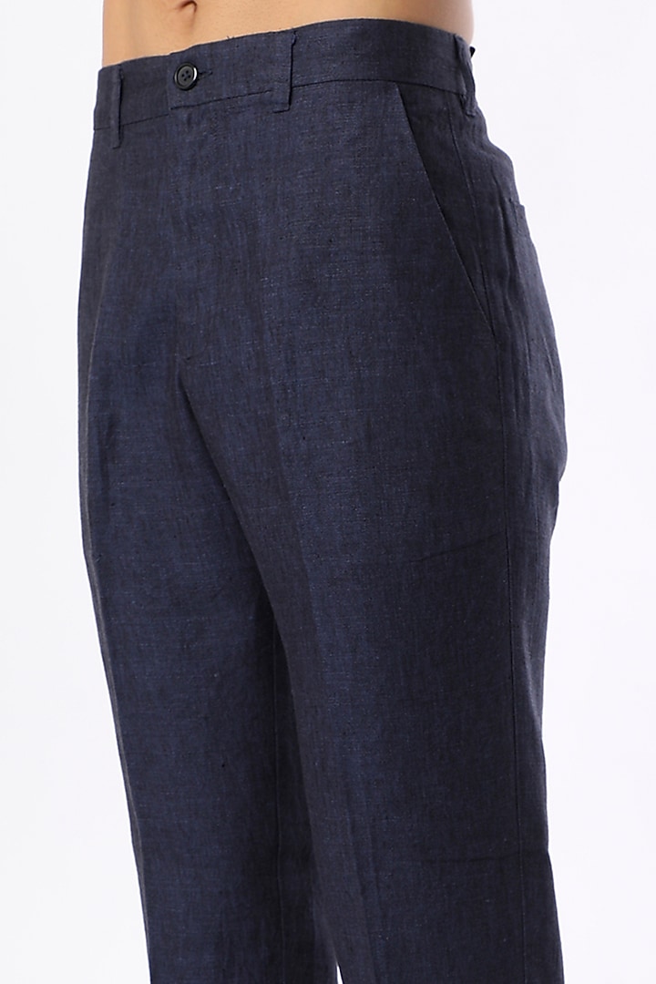Navy Blue Linen Pant by Linen Bloom Men at Pernia's Pop Up Shop
