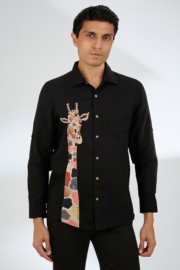 Black Linen Shirt by Linen Bloom Men
