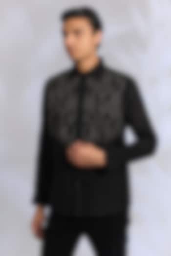 Black Linen Party Wear Shirt by Linen Bloom Men at Pernia's Pop Up Shop