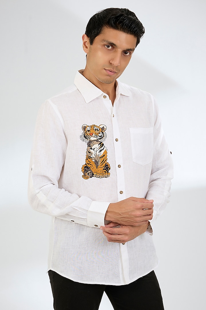 White Linen Shirt by Linen Bloom Men
