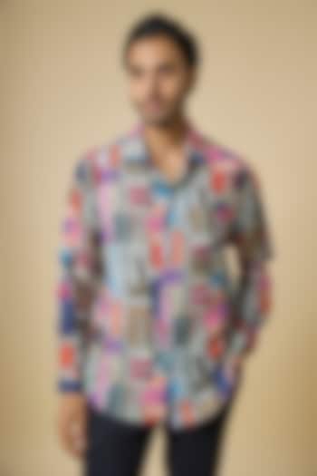 Multi-Colored Linen Printed Party Wear Shirt by Linen Bloom Men at Pernia's Pop Up Shop