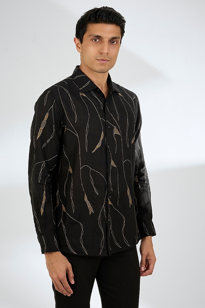 Black Linen Shirt by Linen Bloom Men