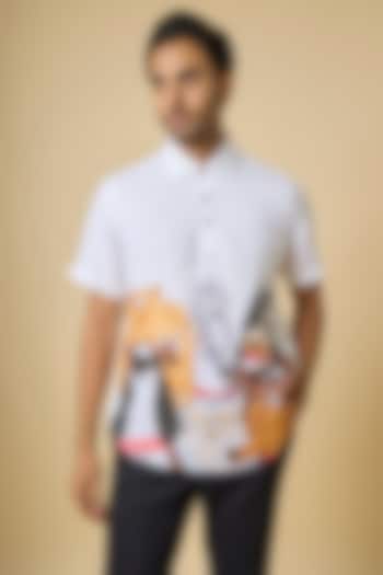 White Linen Party Wear Shirt by Linen Bloom Men at Pernia's Pop Up Shop