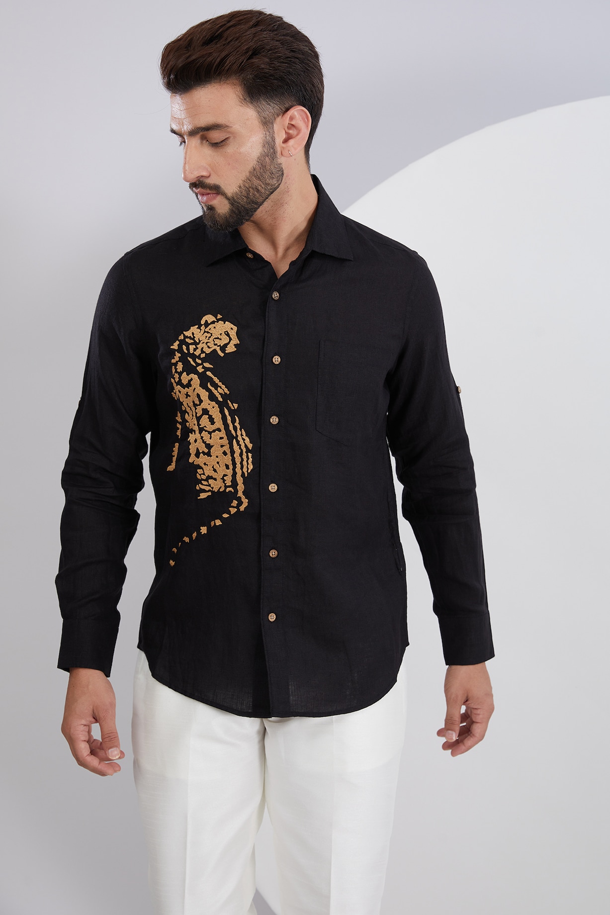 Embroidered shirt for men Talan Fabric color Lactic Size M XS