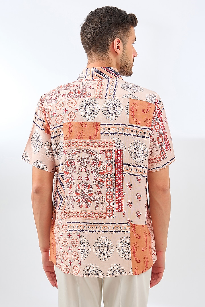 Multi-Colored Linen Printed Party Wear Shirt by Linen Bloom Men at Pernia's Pop Up Shop