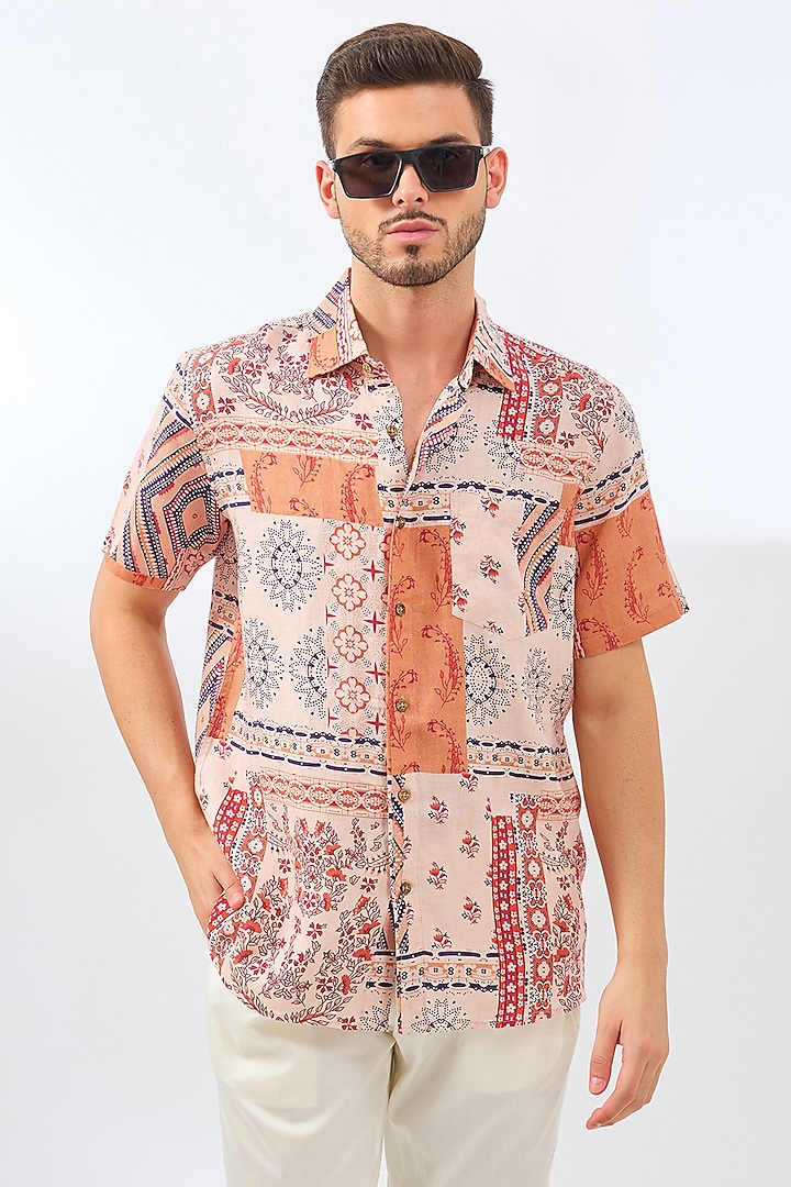 Multi-Colored Linen Printed Party Wear Shirt by Linen Bloom Men at Pernia's Pop Up Shop