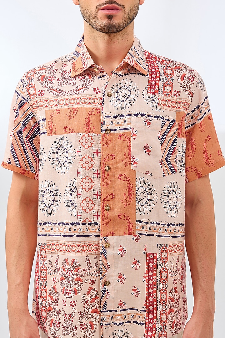 Multi-Colored Linen Printed Party Wear Shirt by Linen Bloom Men at Pernia's Pop Up Shop