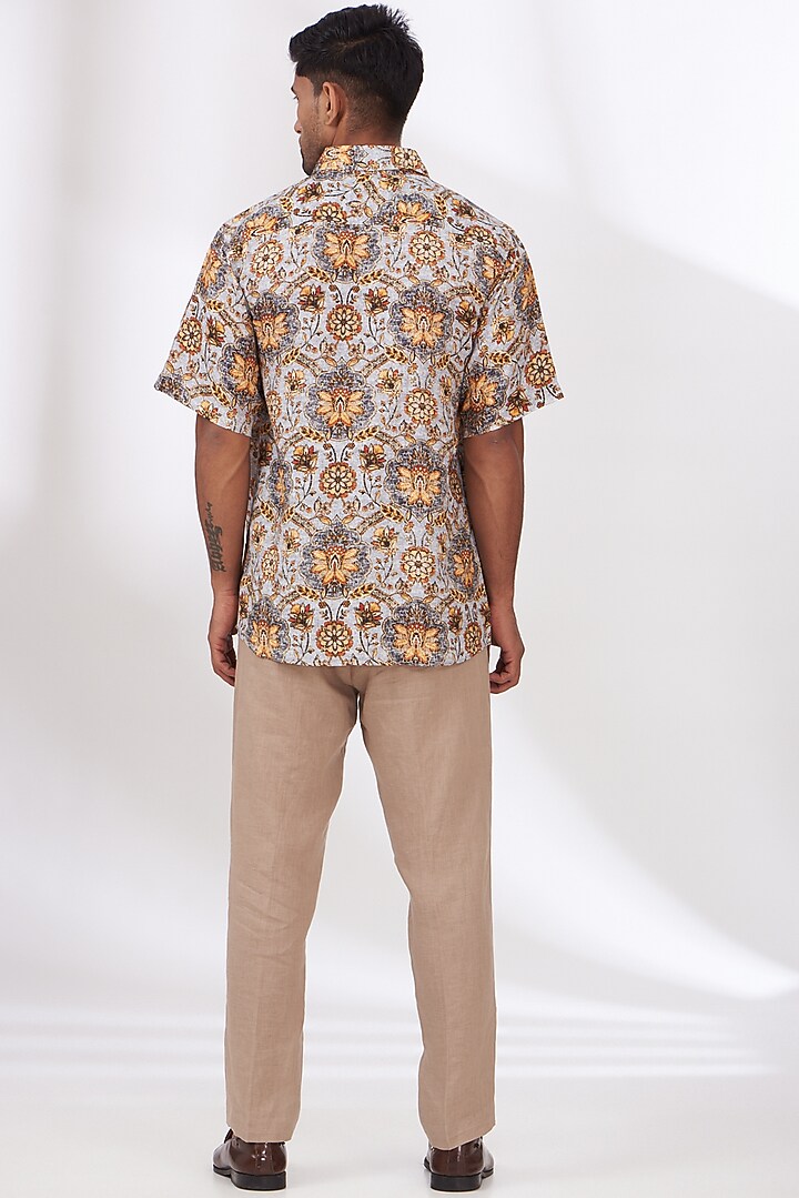 Khaki Pure Linen Pants by Linen Bloom Men at Pernia's Pop Up Shop