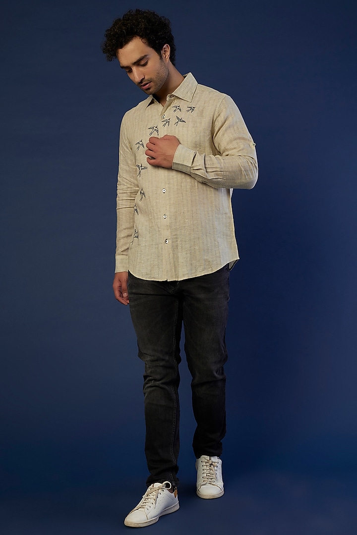 Light Sage Linen Shirt by Linen Bloom Men