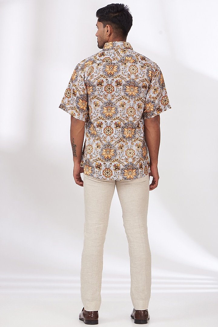 Beige Pure Linen Pants by Linen Bloom Men at Pernia's Pop Up Shop