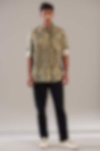 Multi-Colored Pure Linen Aztec Printed Party Wear Shirt by Linen Bloom Men at Pernia's Pop Up Shop