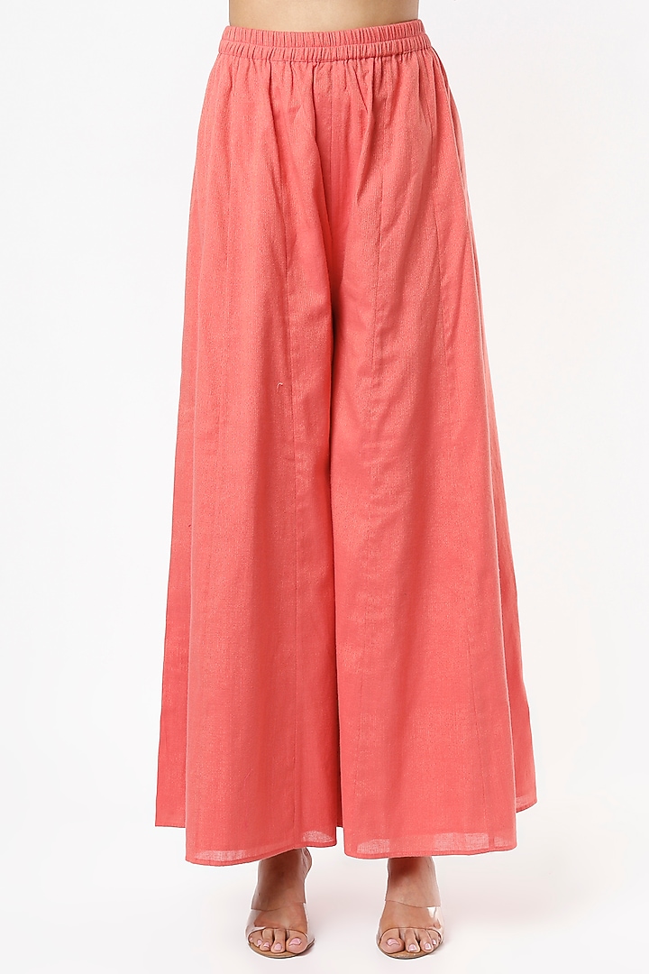 Coral Chanderi Party Wear Sharara Set by Luvya by Neetu at Pernia's Pop Up Shop