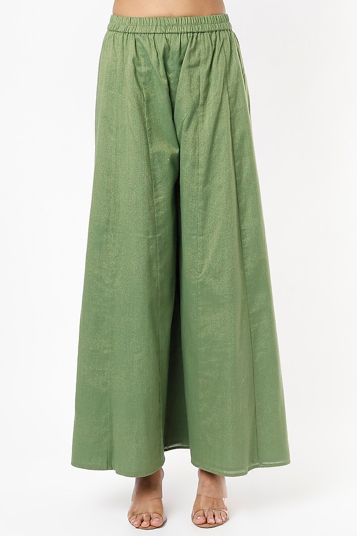 Green Chanderi Party Wear Sharara Set by Luvya by Neetu at Pernia's Pop Up Shop