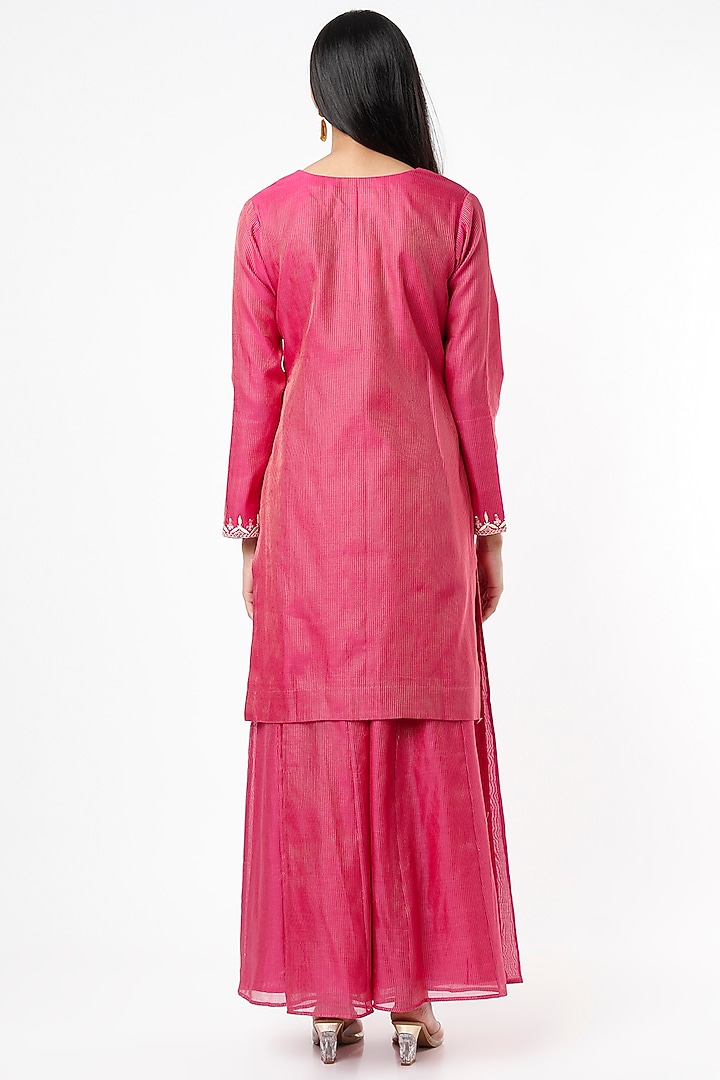 Fuchsia Chanderi Party Wear Sharara Set by Luvya by Neetu at Pernia's Pop Up Shop