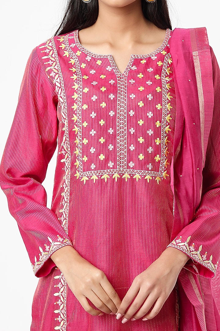 Fuchsia Chanderi Party Wear Sharara Set by Luvya by Neetu at Pernia's Pop Up Shop