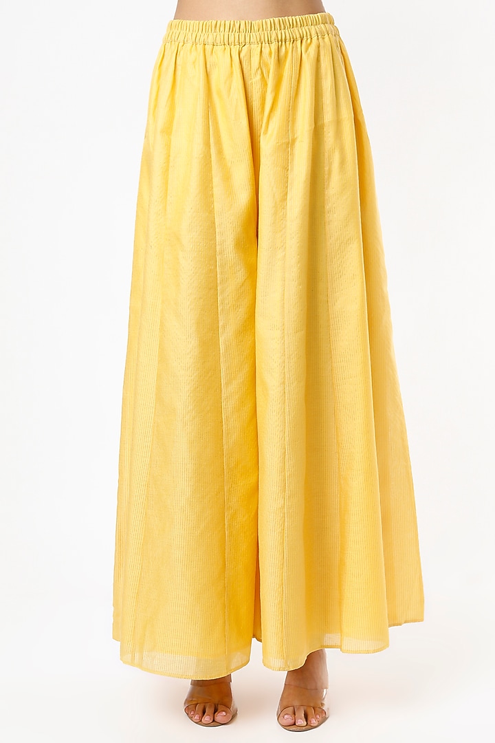 Yellow Chanderi Party Wear Sharara Set by Luvya by Neetu at Pernia's Pop Up Shop