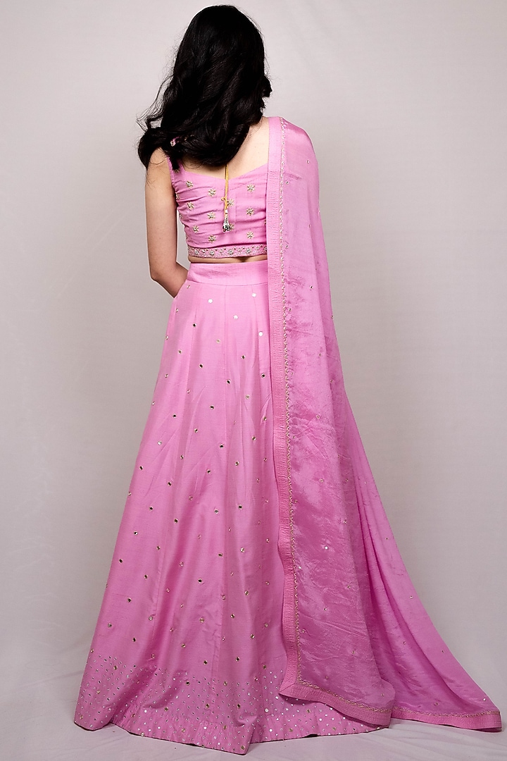 Pink Hand Embroidered Wedding Lehenga Set by Luvya by Neetu at Pernia's Pop Up Shop