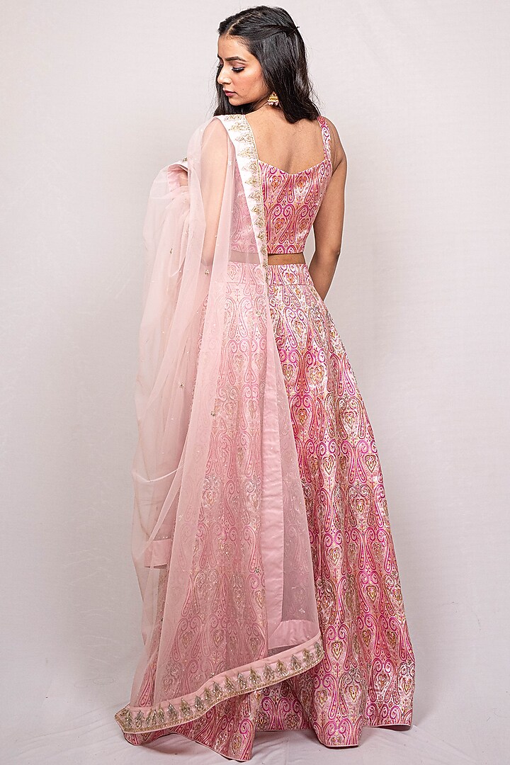 Pink Wedding Lehenga Set With Hand Embroidery by Luvya by Neetu at Pernia's Pop Up Shop