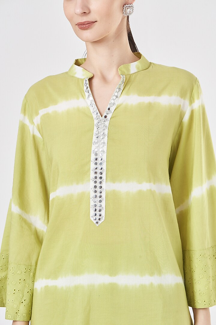 Green Tie-Dye Pant Set by Luvya by Neetu at Pernia's Pop Up Shop