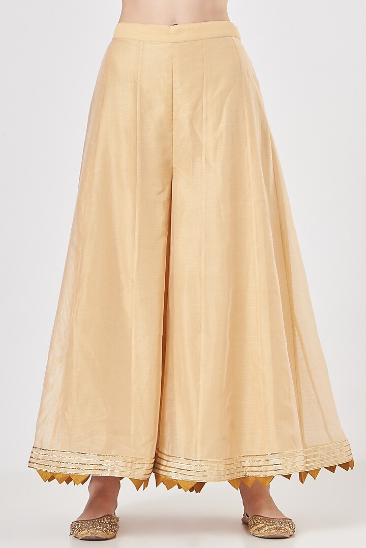 Beige Pure Chanderi Party Wear Sharara Set by Luvya by Neetu at Pernia's Pop Up Shop