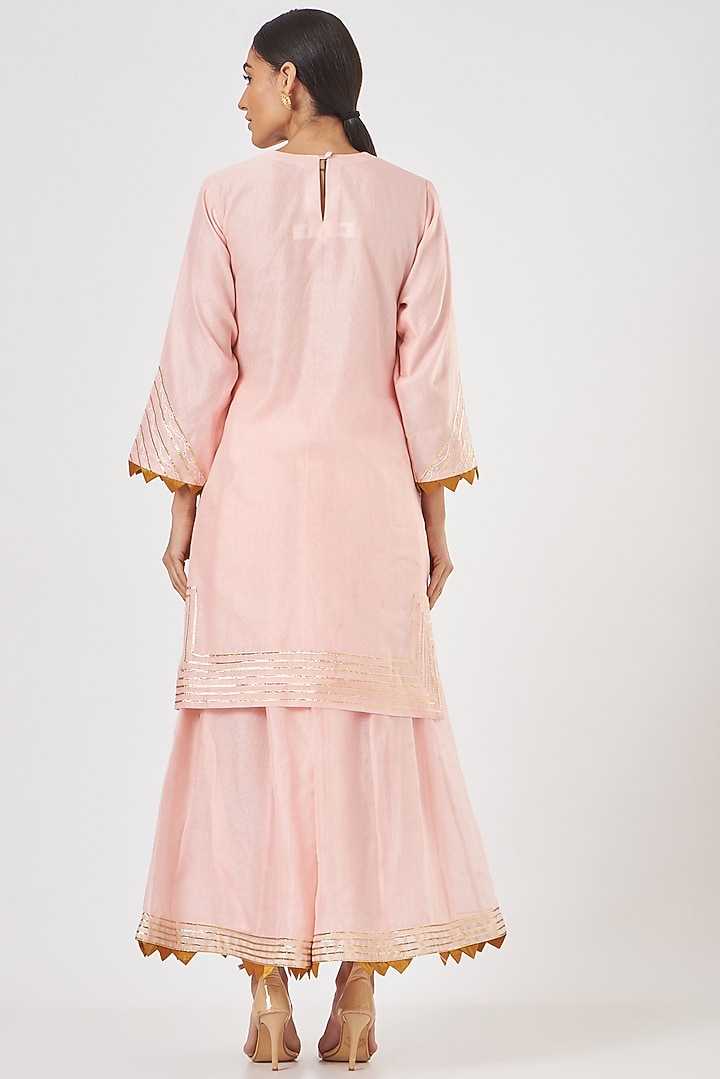 Blush Pink Pure Chanderi Party Wear Sharara Set by Luvya by Neetu at Pernia's Pop Up Shop