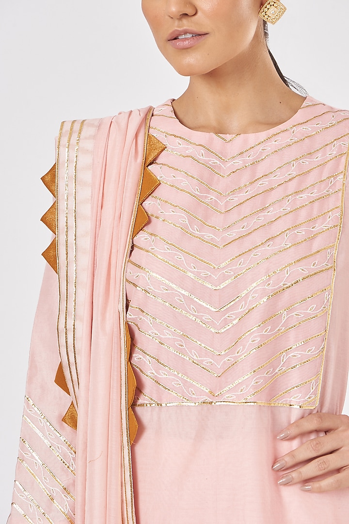 Blush Pink Pure Chanderi Party Wear Sharara Set by Luvya by Neetu at Pernia's Pop Up Shop