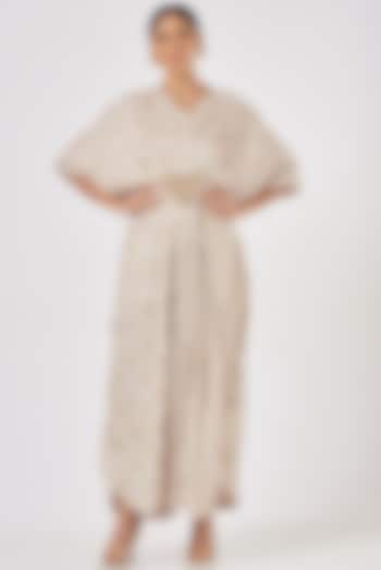 Grey Banarasi Georgette Abaya Dress by Luvya by Neetu