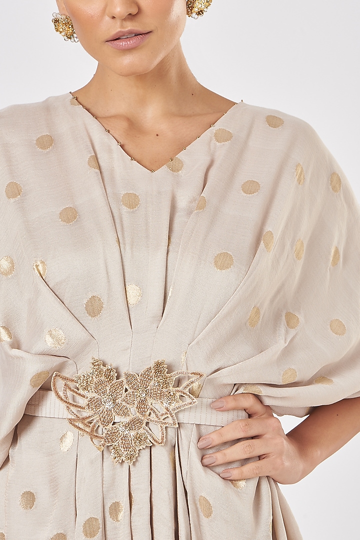 Grey Banarasi Georgette Abaya Dress by Luvya by Neetu at Pernia's Pop Up Shop