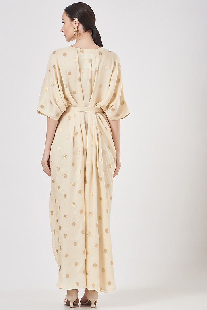Off-White Banarasi Georgette Abaya Dress by Luvya by Neetu at Pernia's Pop Up Shop