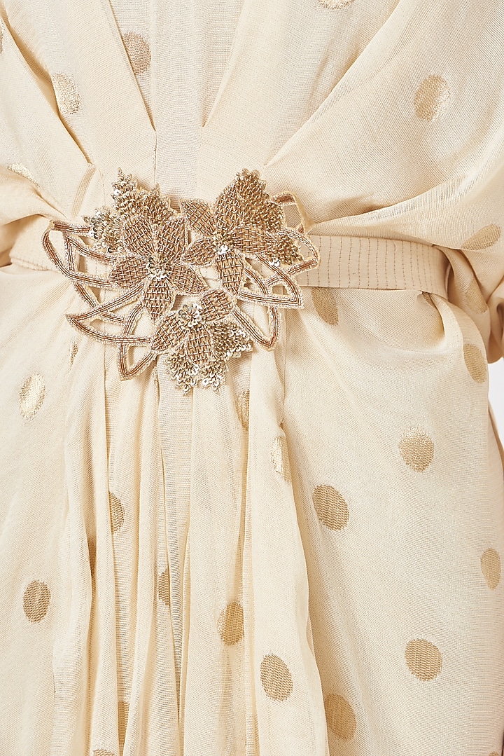 Off-White Banarasi Georgette Abaya Dress by Luvya by Neetu at Pernia's Pop Up Shop