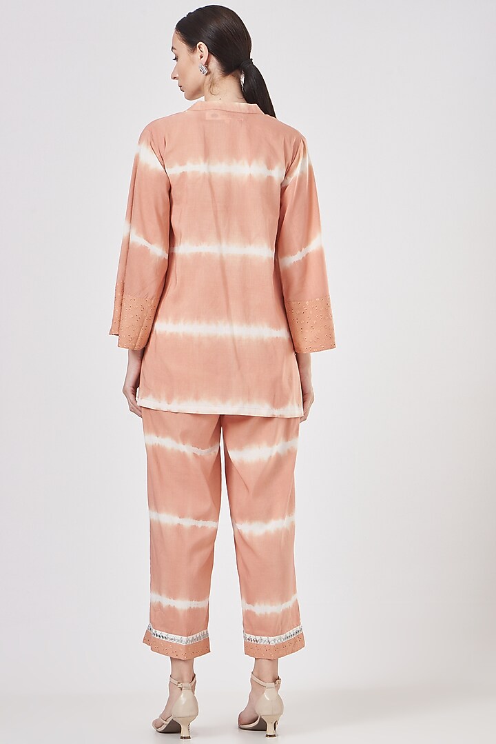 Peach Tie-Dye Pant Set by Luvya by Neetu at Pernia's Pop Up Shop