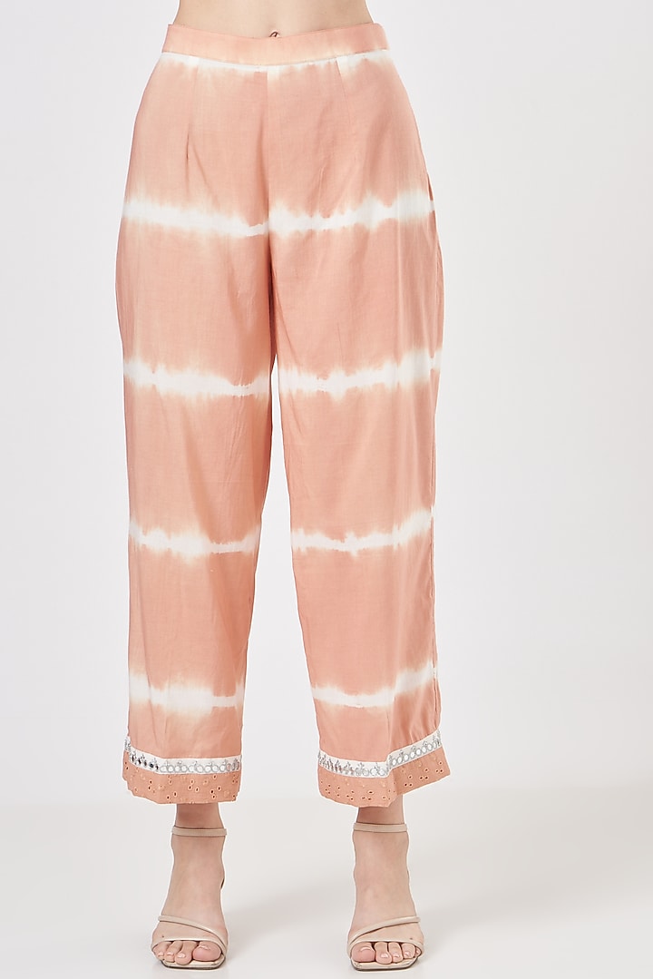 Peach Tie-Dye Pant Set by Luvya by Neetu at Pernia's Pop Up Shop