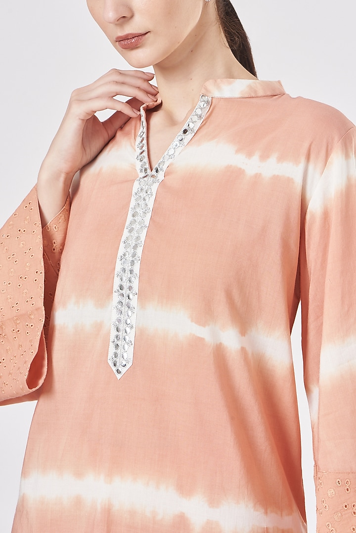 Peach Tie-Dye Pant Set by Luvya by Neetu at Pernia's Pop Up Shop
