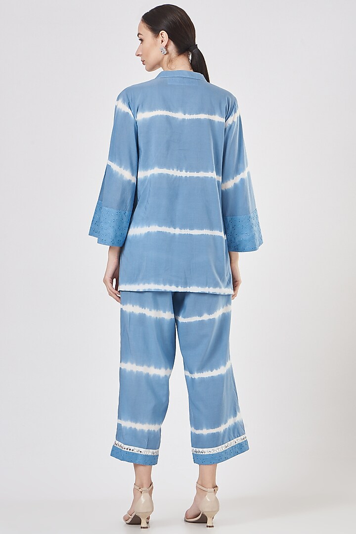 Blue Tie-Dye Pant Set by Luvya by Neetu at Pernia's Pop Up Shop