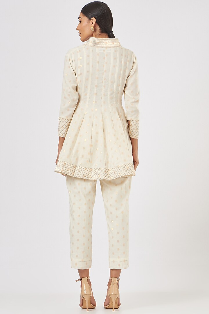 Ivory Pure Mulmul Cotton Co-Ord Set by Luvya by Neetu at Pernia's Pop Up Shop