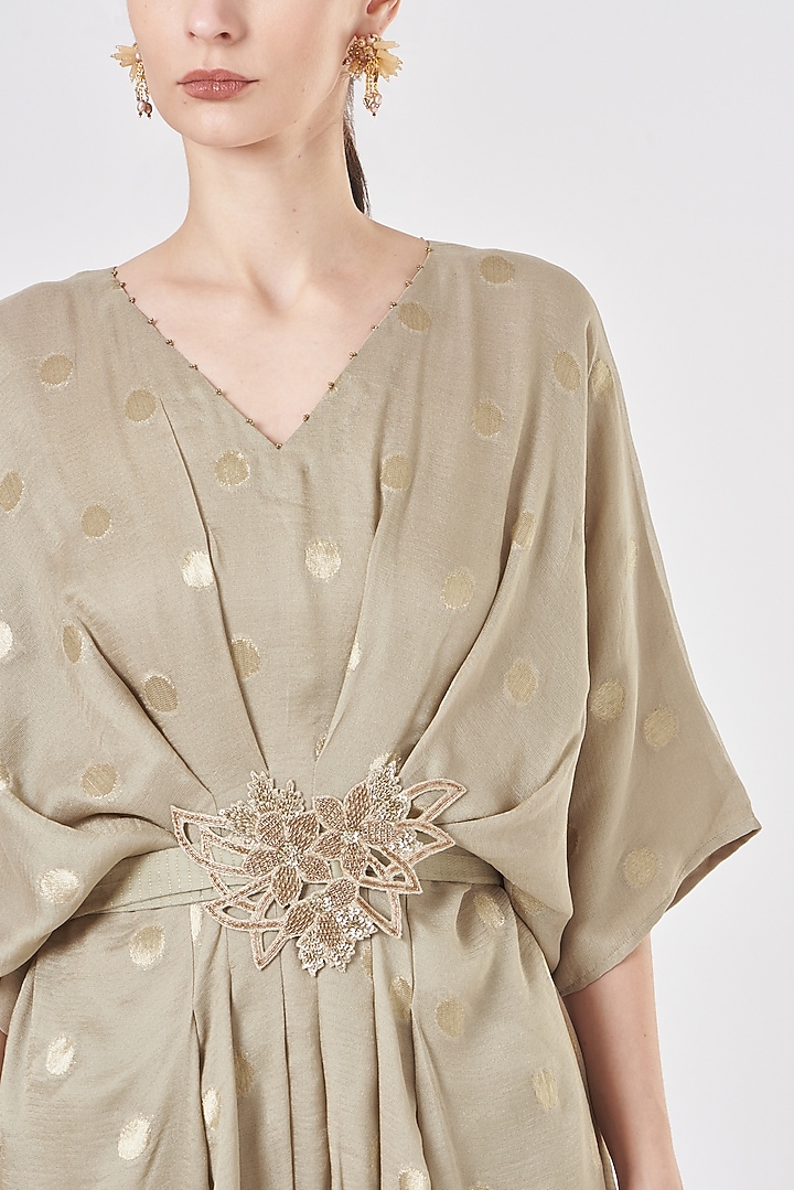 Olive Banarasi Georgette Abaya Dress by Luvya by Neetu at Pernia's Pop Up Shop