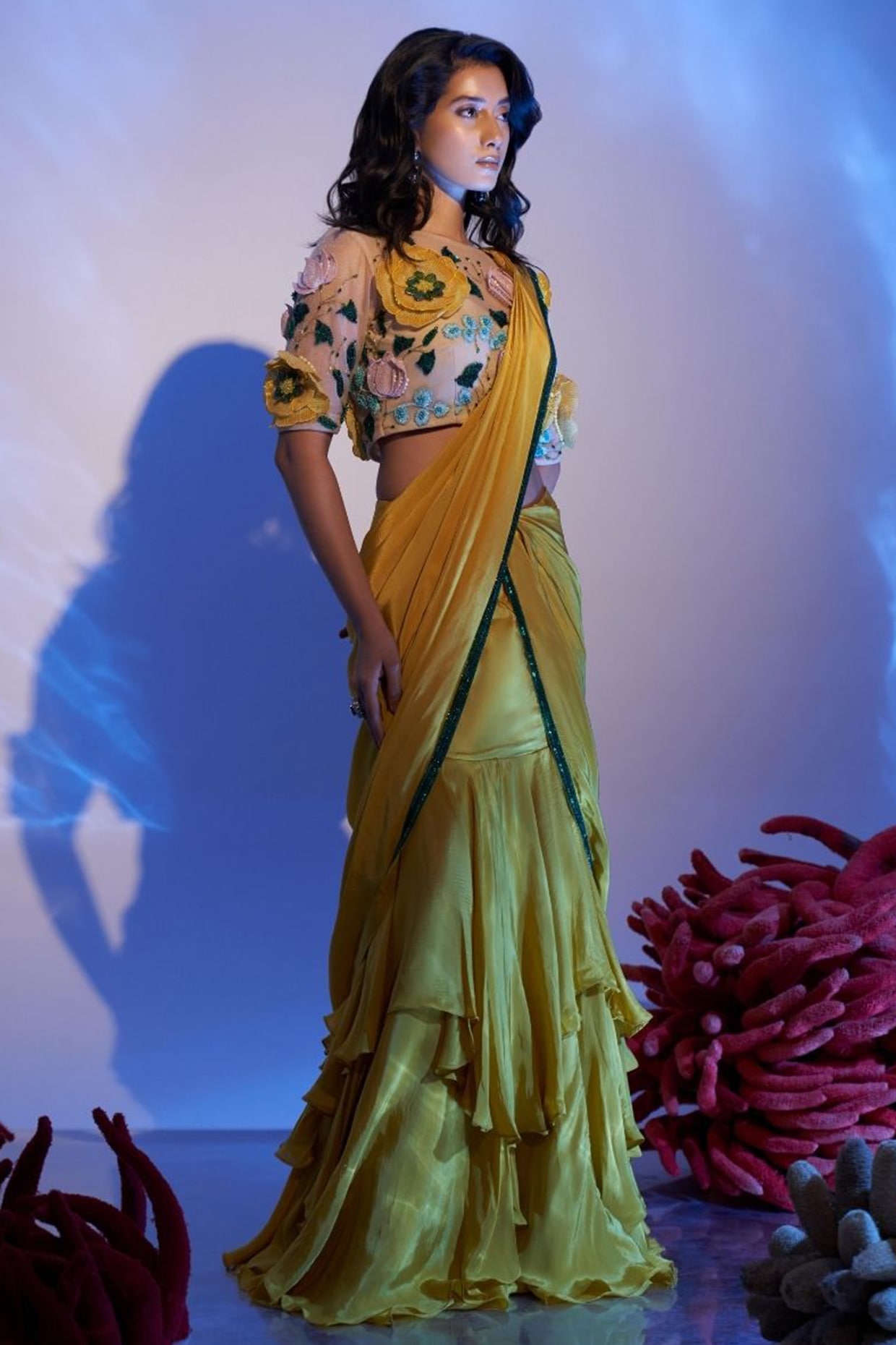 Buy Aradhana Fashion Women's Engrossing Readymade Cotton Nauvari Saree  (Bottle Green) at Amazon.in