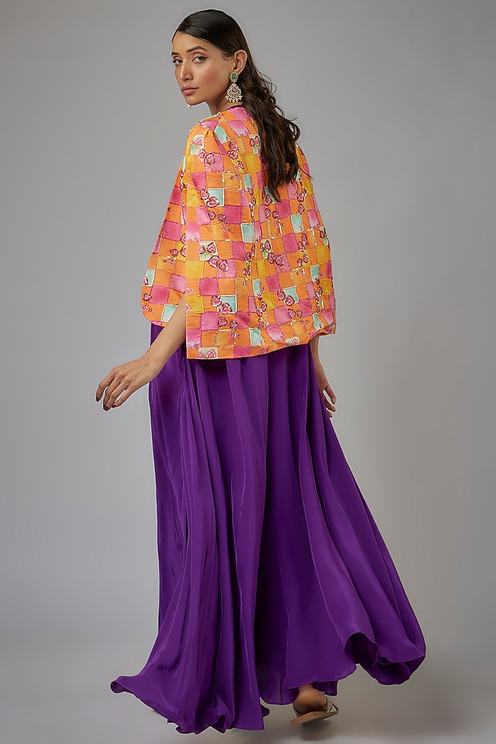 Purple Crepe Silk Party Wear Gown With Jacket by Label PS'B at Pernia's Pop Up Shop