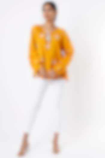 Mustard Embroidered Top by Label Sugar at Pernia's Pop Up Shop