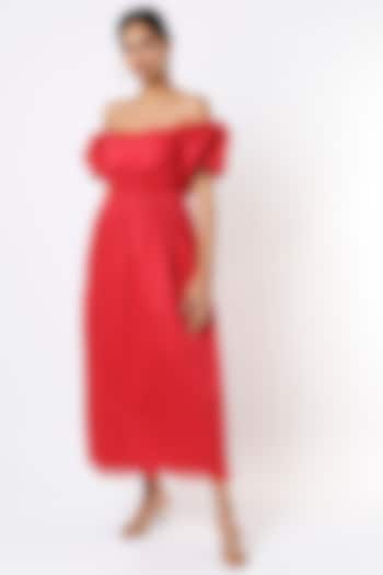 Red Organic Cotton Maxi Summer Dress by Label Sugar at Pernia's Pop Up Shop