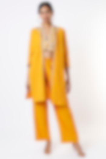 Mustard Handloom Cotton Co-Ord Set by Label Sugar at Pernia's Pop Up Shop