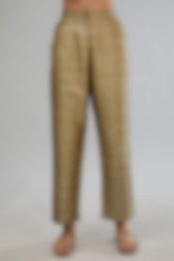 Beige Matka Silk Ankle-Length Pants by Label Sugar
