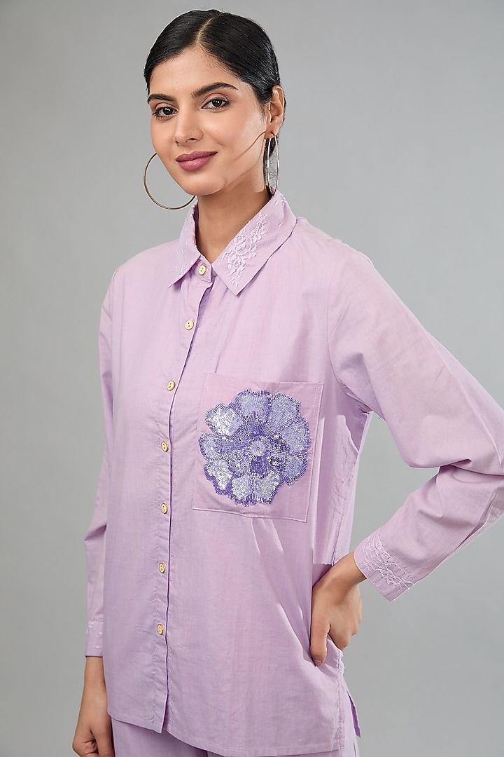 Purple Handloom Cotton Co-Ord Set by Label Sugar at Pernia's Pop Up Shop