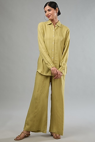 Green Handloom Cotton Co-Ord Set by Label Sugar