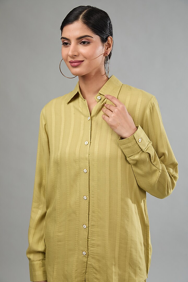Green Handloom Cotton Co-Ord Set by Label Sugar at Pernia's Pop Up Shop