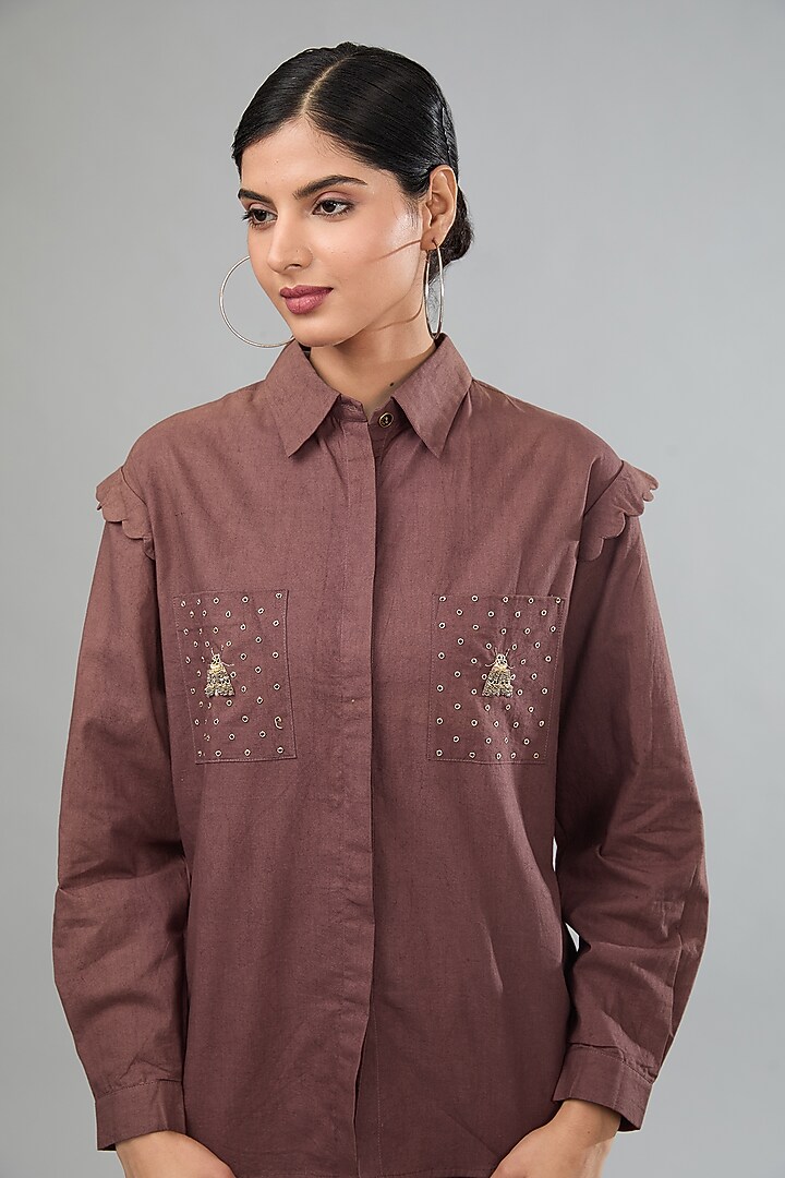 Purple Handloom Cotton Co-Ord Set by Label Sugar at Pernia's Pop Up Shop