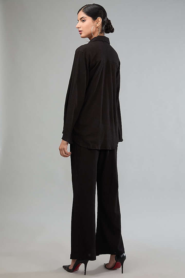 Black Crushed Cotton Tie-Up Co-Ord Set by Label Sugar at Pernia's Pop Up Shop