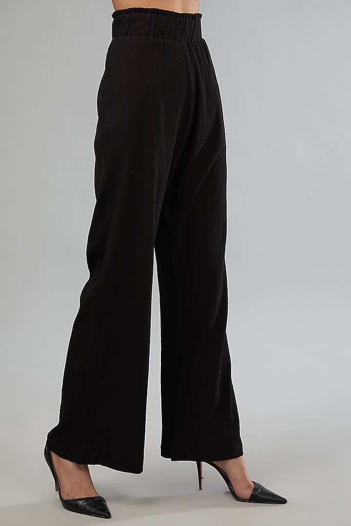 Black Crushed Cotton Tie-Up Co-Ord Set by Label Sugar at Pernia's Pop Up Shop