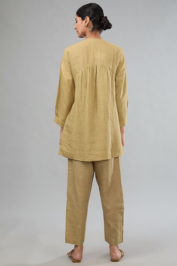 Yellow Linen Boho Embroidered Co-Ord Set by Label Sugar at Pernia's Pop Up Shop